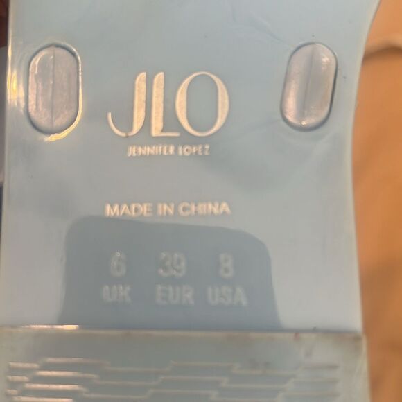 Light blue size 8 jelly rubber chain detail flat flip flops sandals GUC No box - Picture 5 of 14